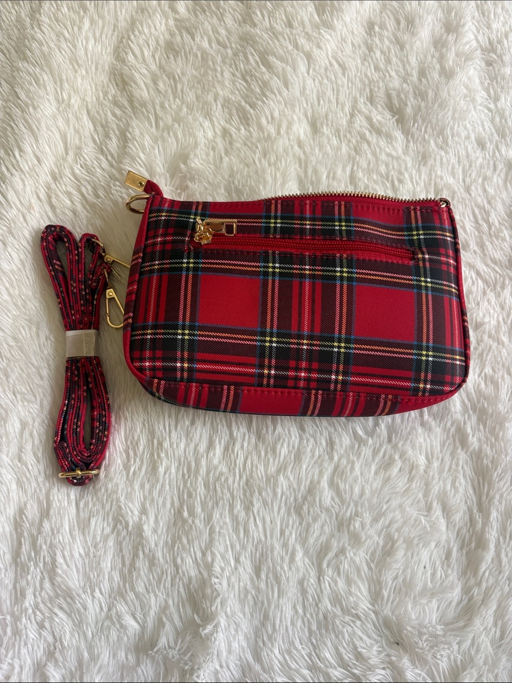 NWOT red plaid small crossbody